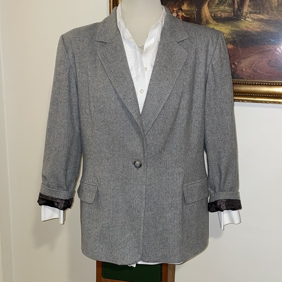 Pendleton Wool Blazer.  Fully Lined.  Size 16W. Vintage/90’s.  Gray. - Picture 1 of 15